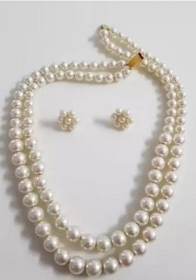 White Beads Double Layer Long Necklace For Women