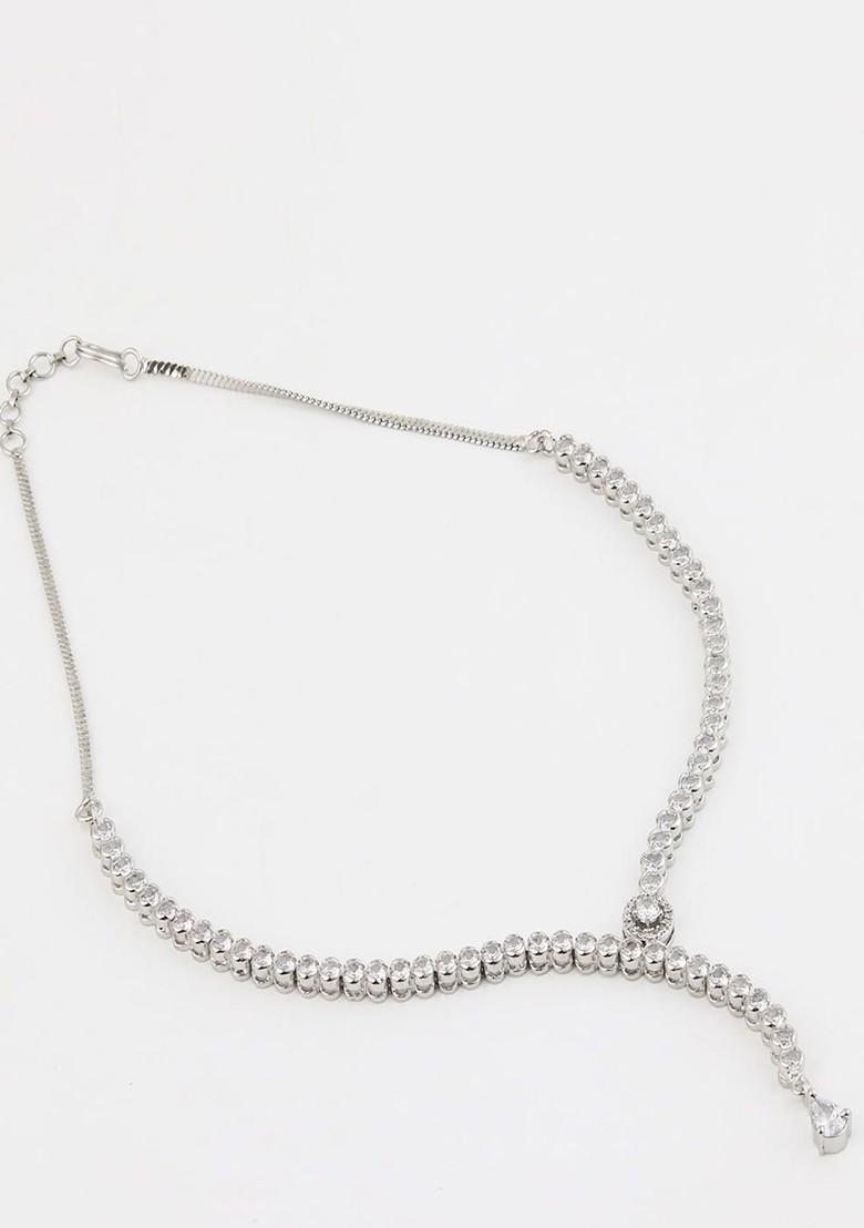Rhodium Plated Cubic Zirconia Studded Jewellery Set