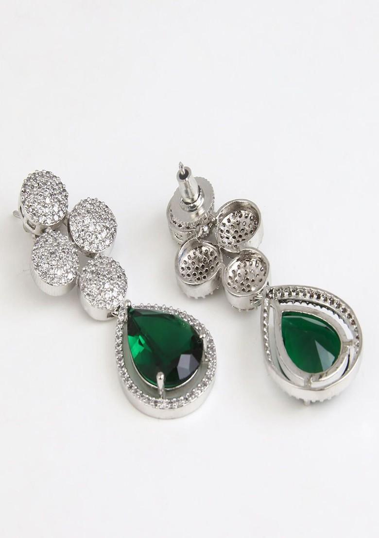 Rhodium Plated Cubic Zirconia Studded Jewellery Set