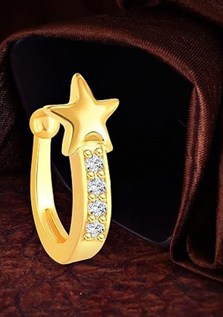 Gold Plated Gold Plated Stone Studded Earrings With Nose Rings