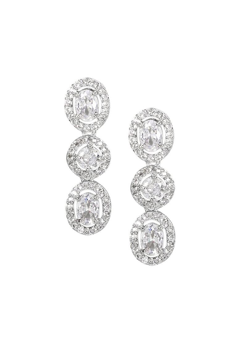 Silver Plated American Diamond Stone Studded Jewellery Set