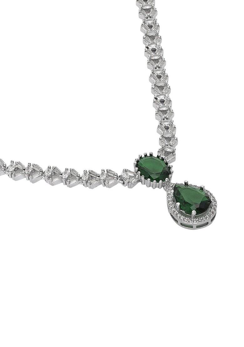 Silver Plated Ad Studded Jewellery Set