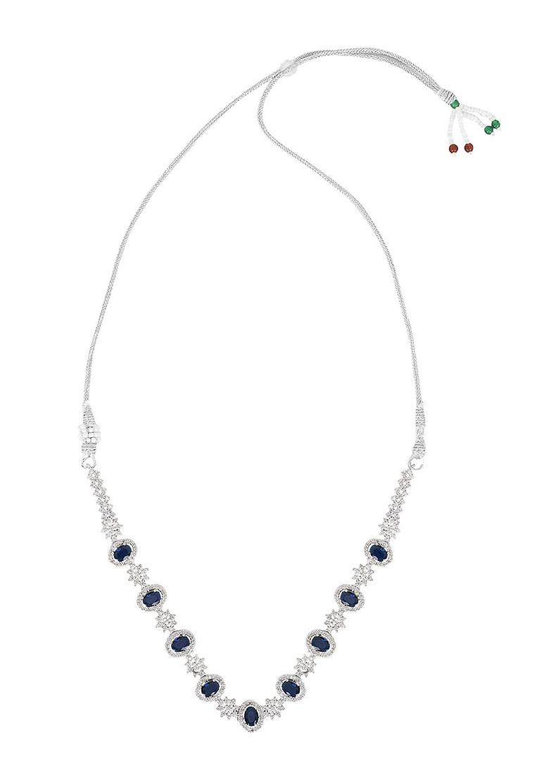 Silver Plated American Diamond Studded Jewellery Set