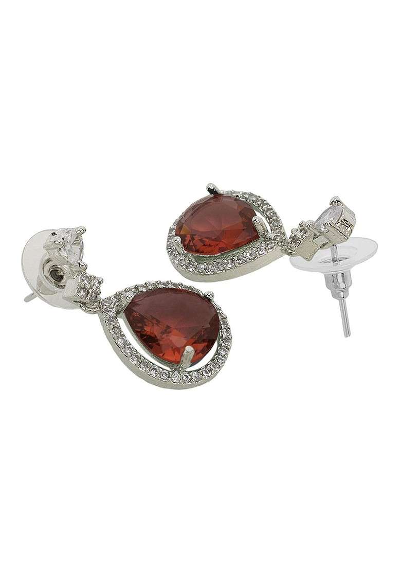 Silver Plated American Diamond Studded Jewellery Set - Indya