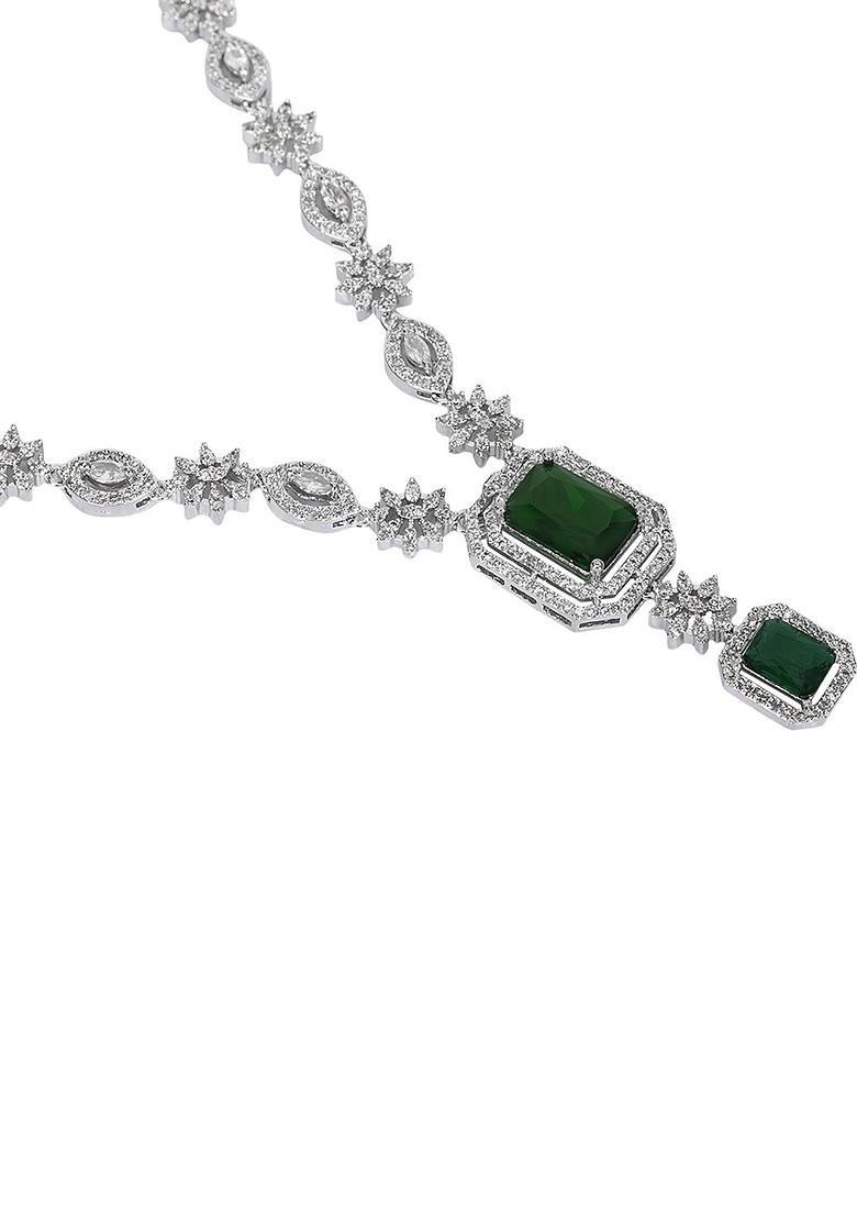 Silver Plated American Diamond Stone Studded Jewellery Set
