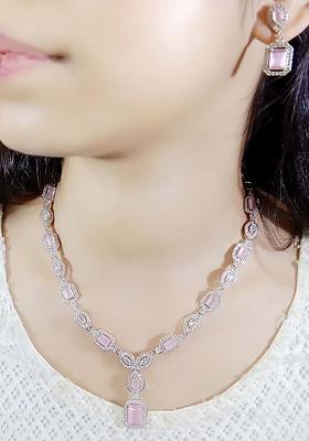 Silver Plated Ad Stone Studded Jewellery Set