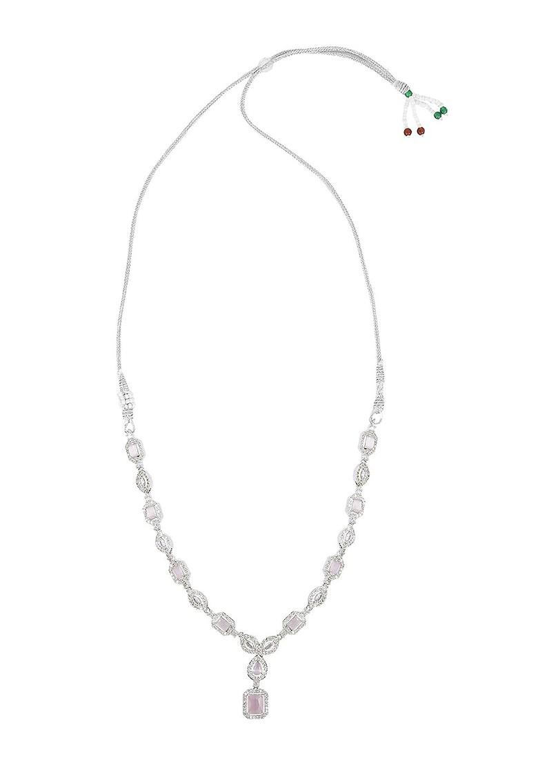 Silver Plated Ad Stone Studded Jewellery Set