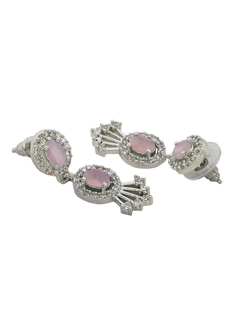 Silver Plated American Diamond Studded Elegant Jewellery Set