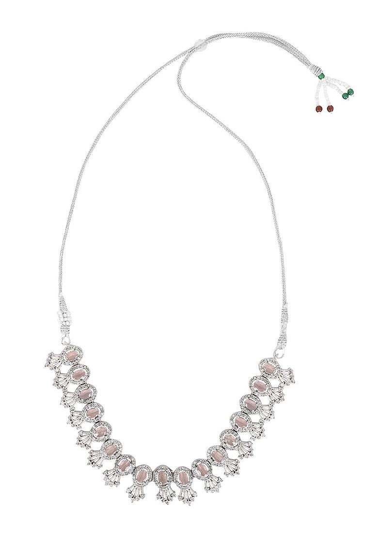 Silver Plated American Diamond Studded Elegant Jewellery Set