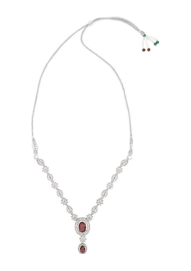 Silver Plated And American Diamond Studded Jewellery Set