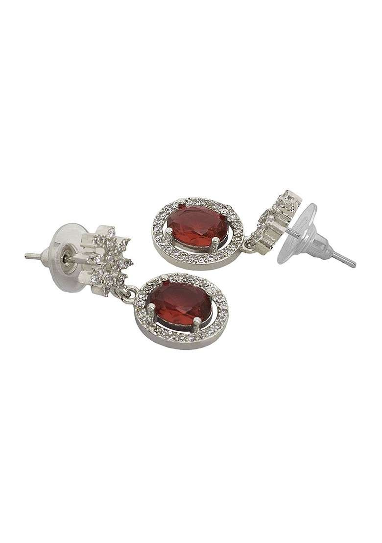 Silver Plated And American Diamond Studded Jewellery Set - Indya