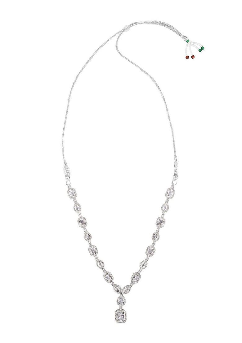 Silver Plated American Diamond Studded Jewellery Set