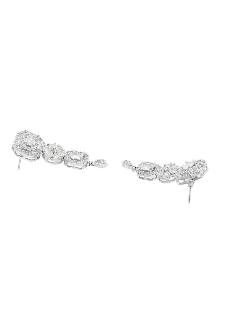 White Sliver Plated Ad Stone Studded Jewellery Set