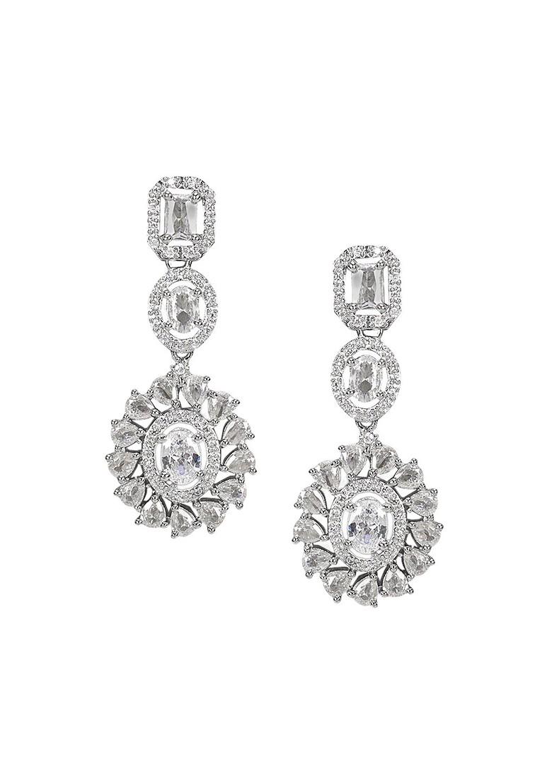Silver Plated American Diamond Stone Studded Jewellery Set
