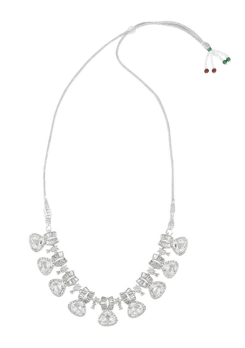 Silver Plated American Diamond Studded Elegant Jewellery Set