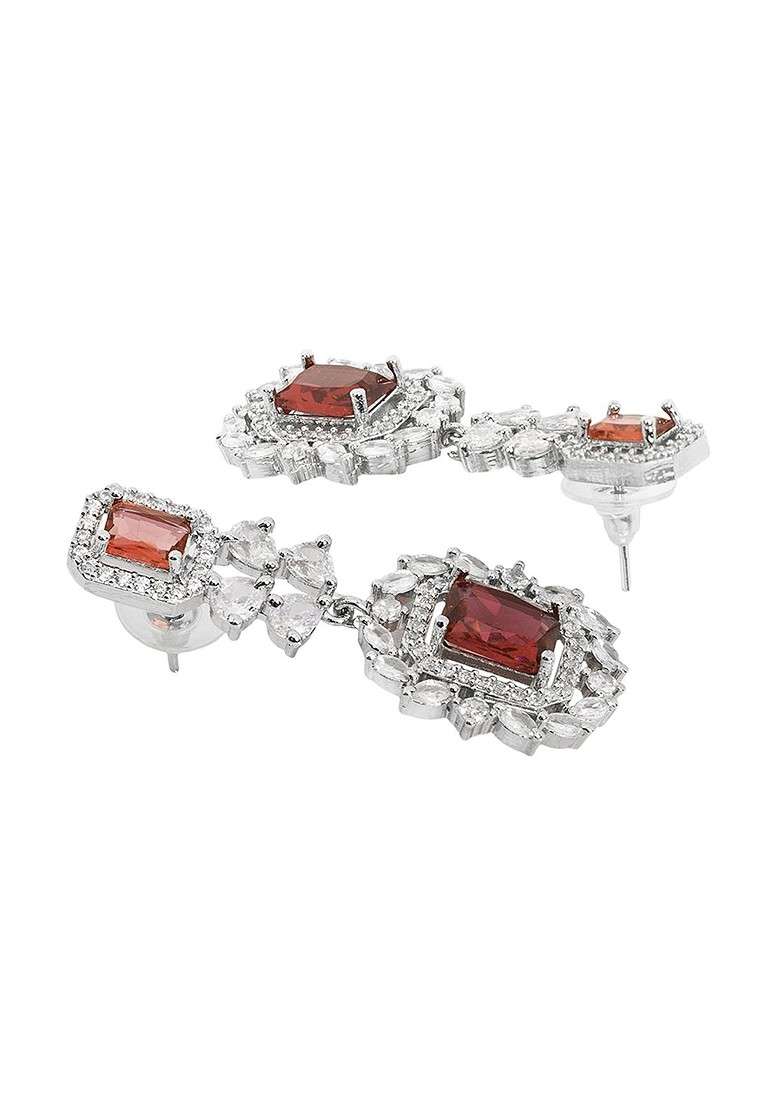 Silver Plated Ad Stone Studded Jewellery Set - Indya