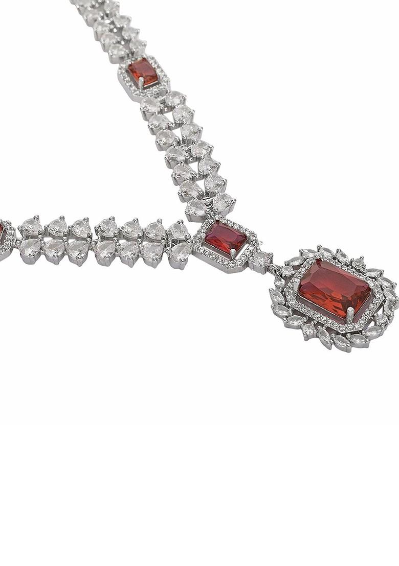 Silver Plated Ad Stone Studded Jewellery Set