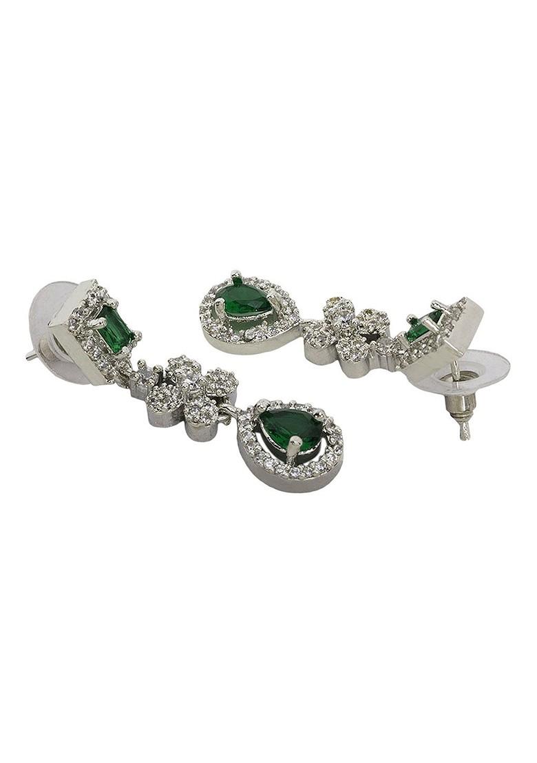 Silver Plated American Diamond Studded Elegant Jewellery Set