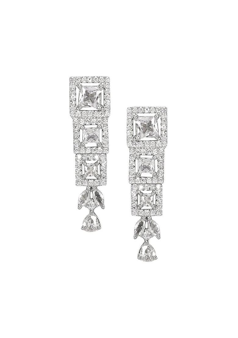 White Sliver Plated Ad Stone Studded Jewellery Set