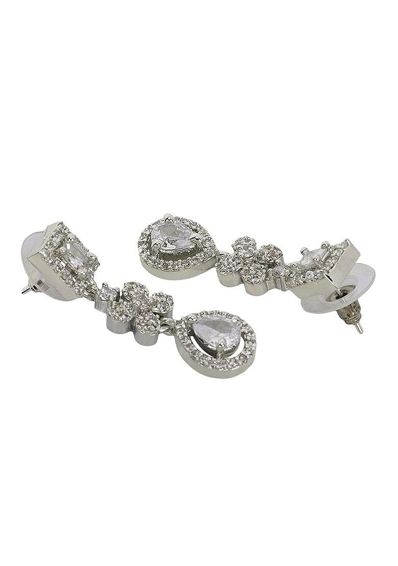 Silver Plated American Diamond Studded Jewellery Set