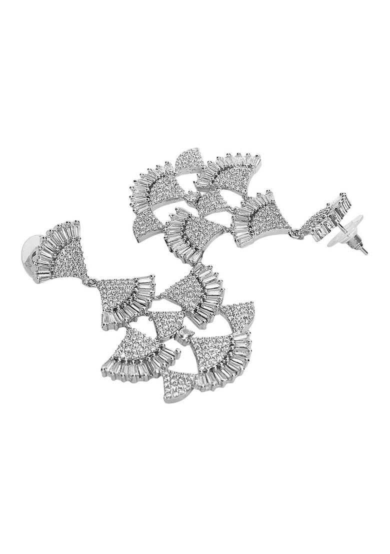 White Silver Plated American Diamond Elegant Jewellery Set