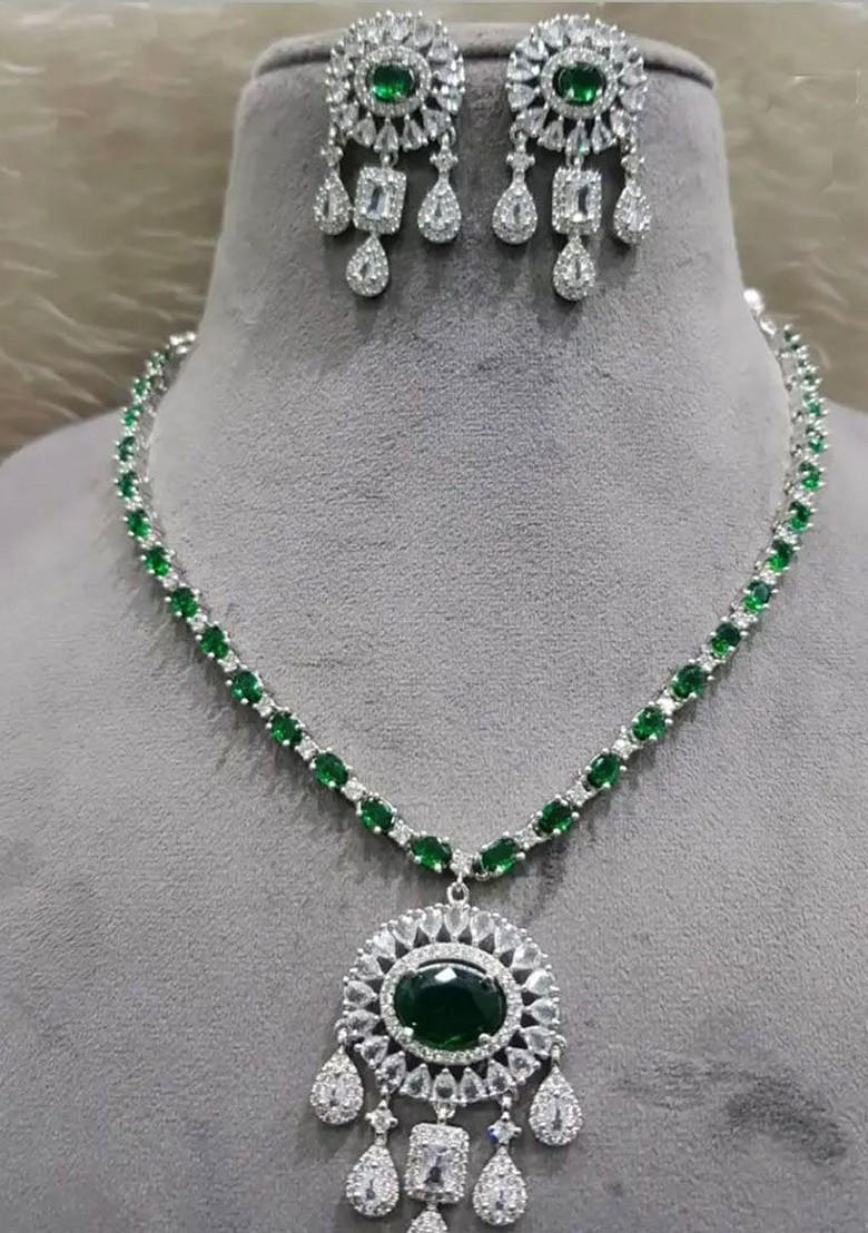 Silver Plated American Diamond Jewellery Set