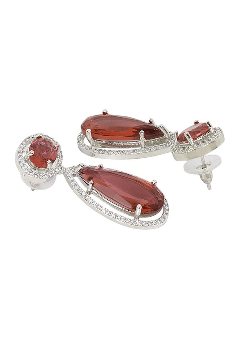 Silver Plated American Diamond Stone Studded Jewellery Set