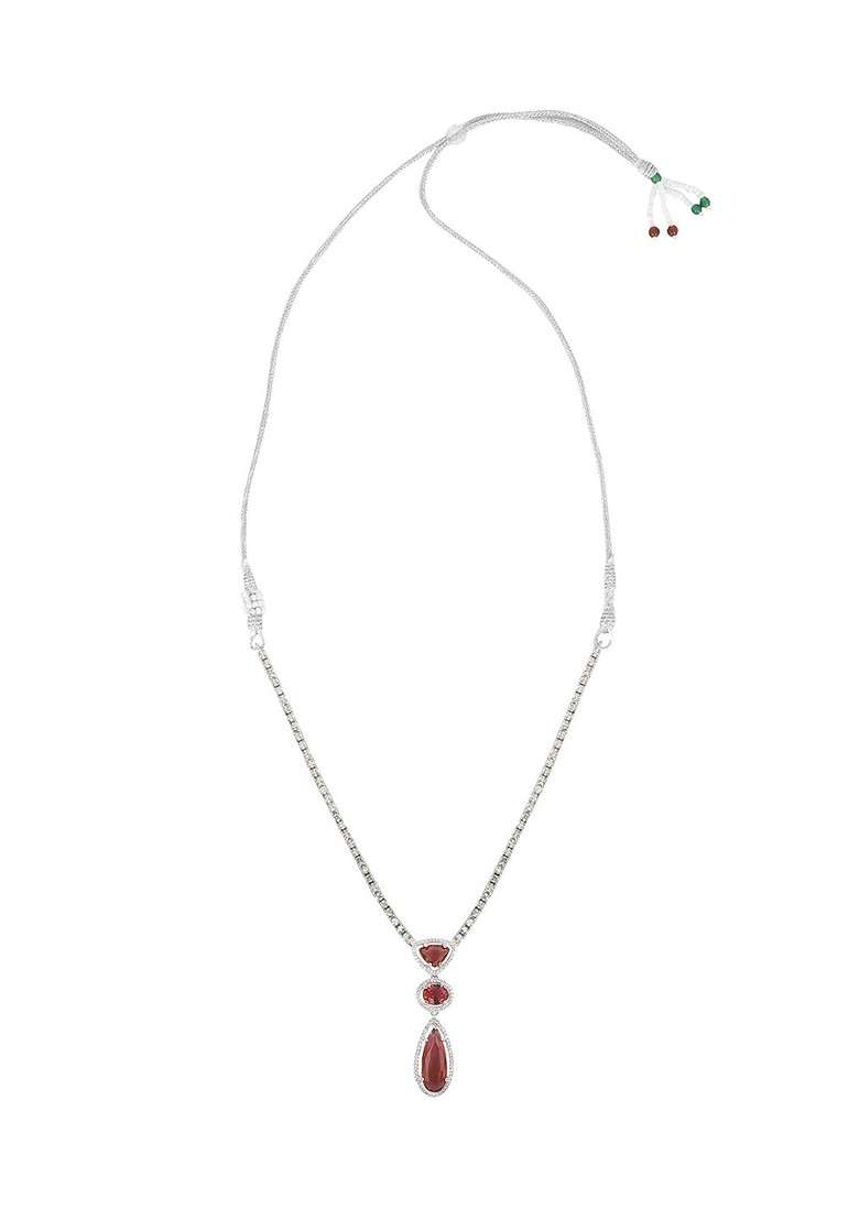 Silver Plated American Diamond Stone Studded Jewellery Set - Indya