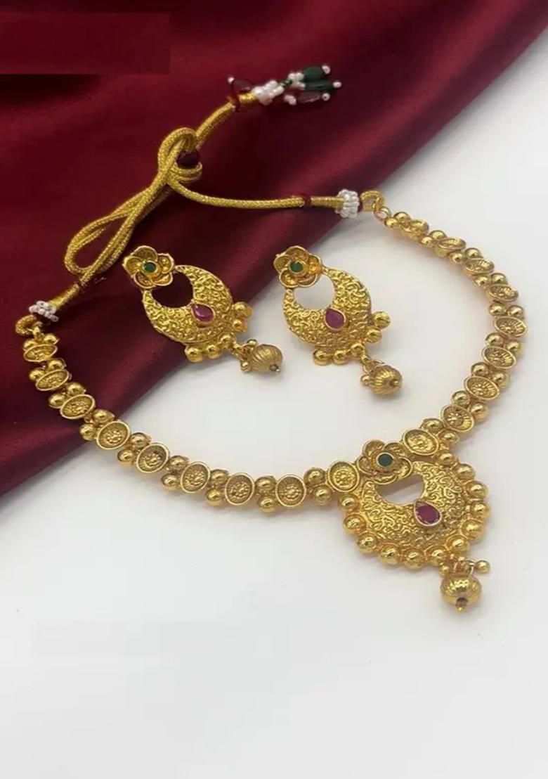 Gold Plated Alloy Designer Necklace Style 1 For Women