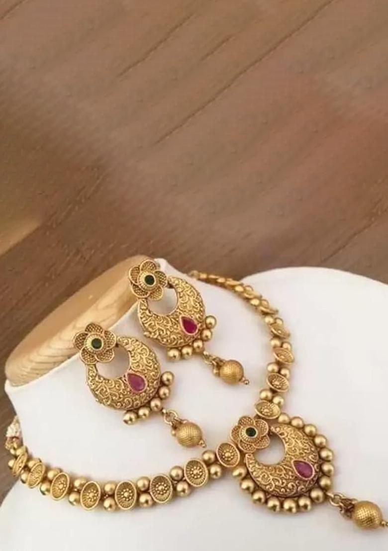 Gold Plated Alloy Designer Necklace Style 1 For Women