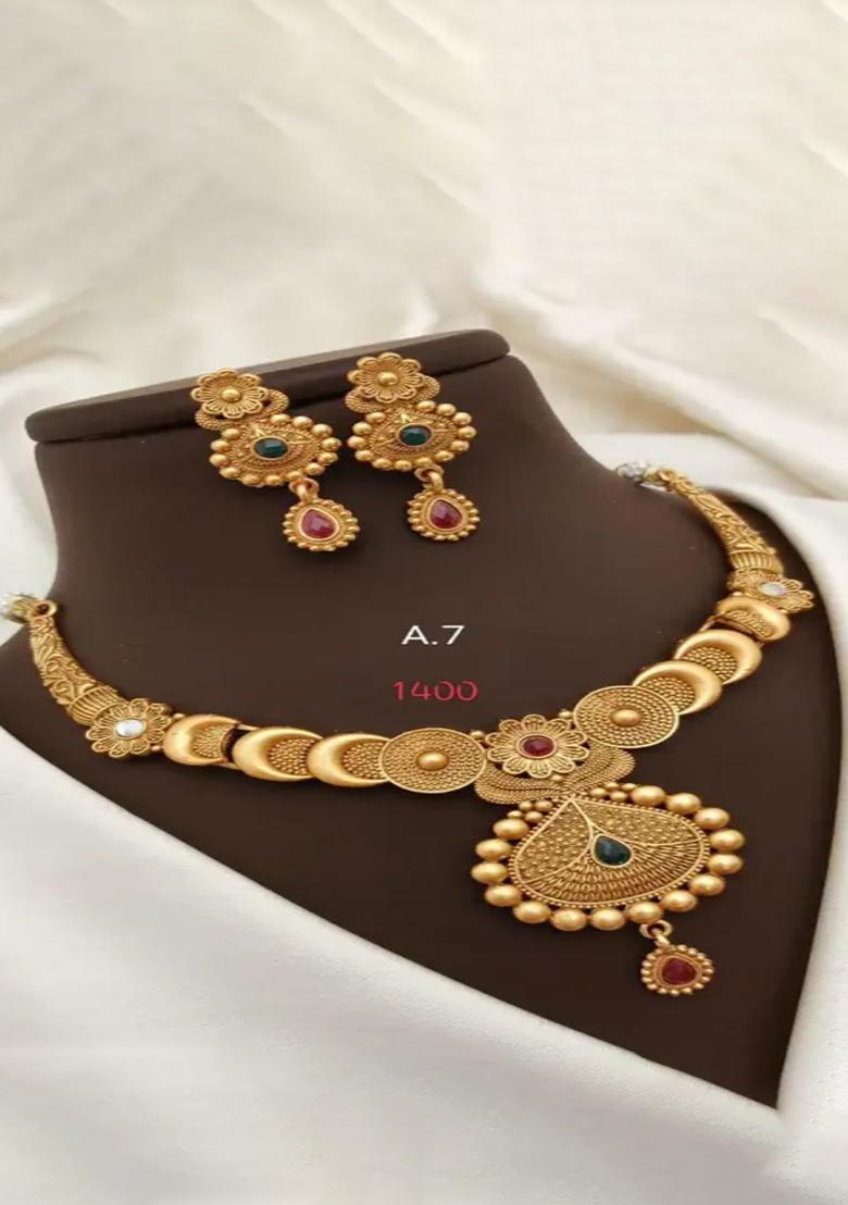 Gold Plated Alloy Designer Necklace Style 2 For Women
