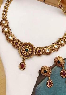 Gold Plated Alloy Designer Necklace Style 3 For Women