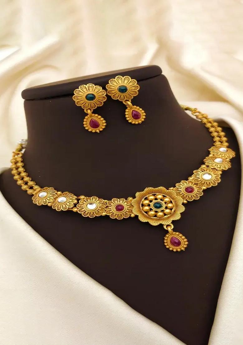 Gold Plated Alloy Designer Necklace Style 3 For Women