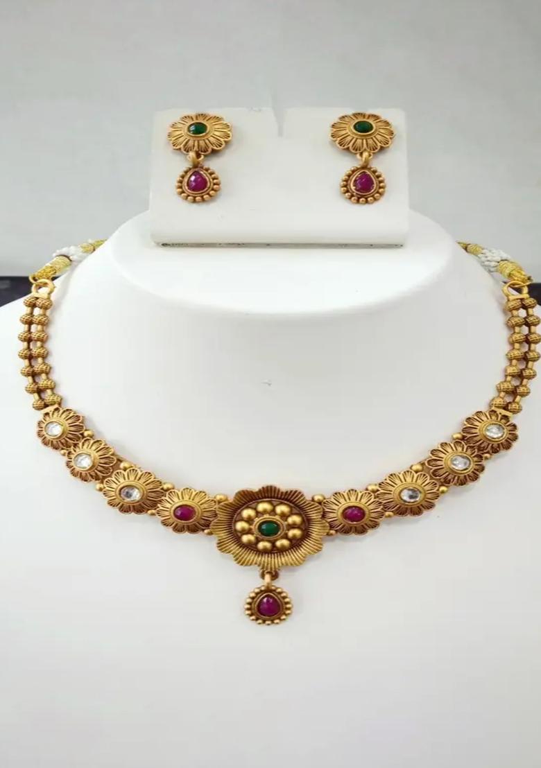 Gold Plated Alloy Designer Necklace Style 3 For Women