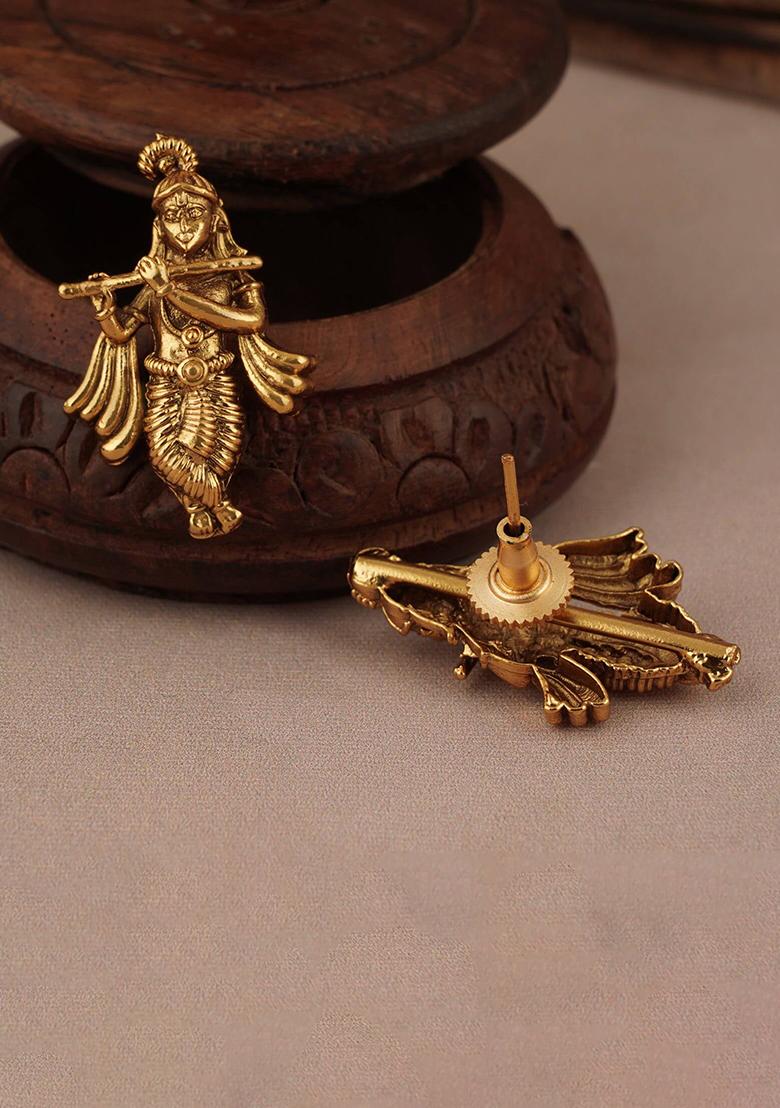 Krishna Motif Gold Plated Necklace Set For Women