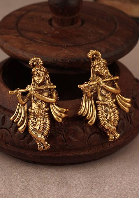 Krishna Motif Gold Plated Necklace Set For Women