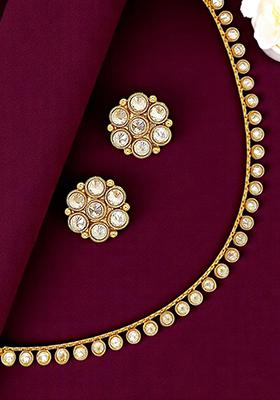 Gold Plated White Cubic Zircon Studded Necklace Set