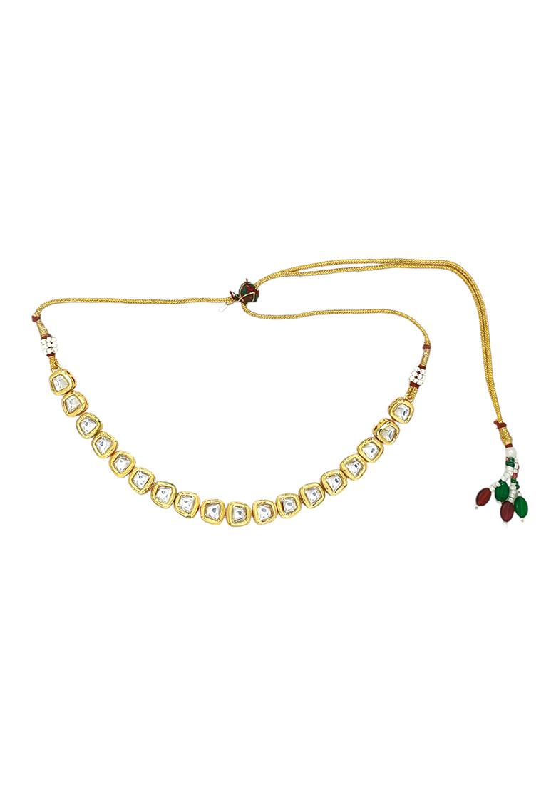 Gold Plated Kundan Studded Elegant Necklace Set