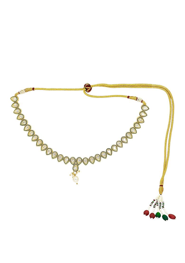 Gold Plated Pear Shape Reverse Ad Necklace Set