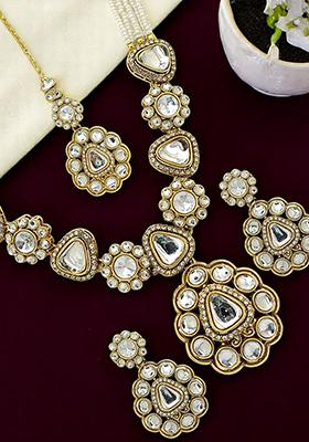 Gold Plated Kundan Studded Long Necklace Set