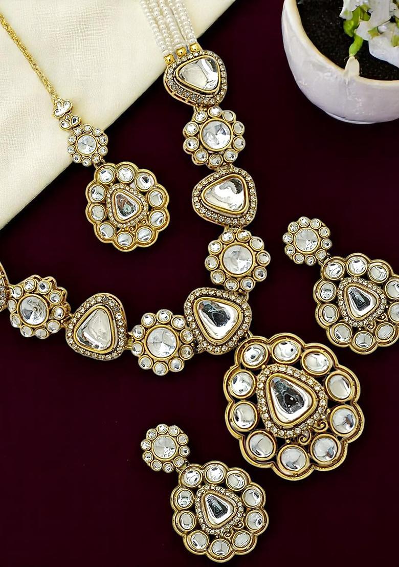 Gold Plated Kundan Studded Long Necklace Set
