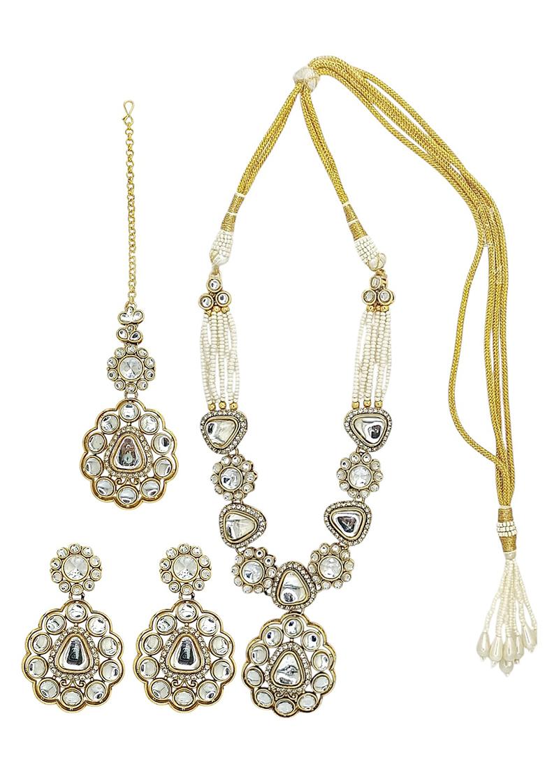 Gold Plated Kundan Studded Long Necklace Set