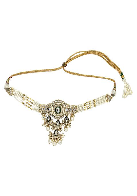 Gold Plated Kundan Meenakari Choker Necklace Set