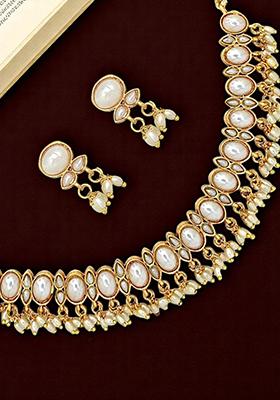 Gold Plated Stone Studded 2 In 1 Reversible Necklace Set