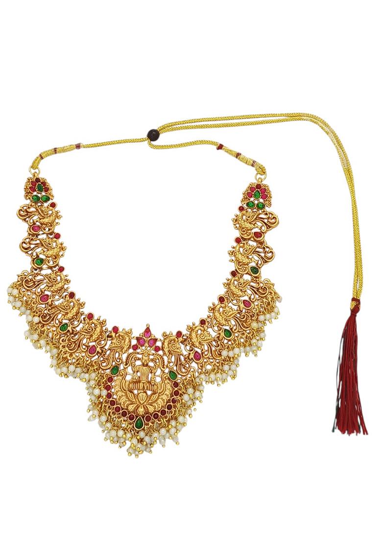 Gold Plated Peacock Temple Design Necklace Set