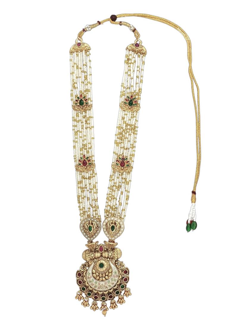 Gold Plated Meenakari Seed Beads Long Necklace Set