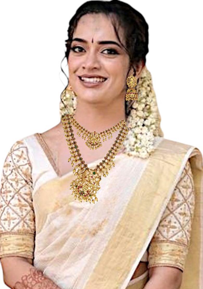 Gold Plated South Indian Combo Jewellery Set