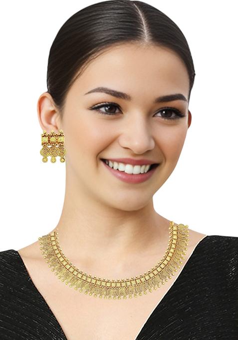 Gold Plated South Indian Necklace Set