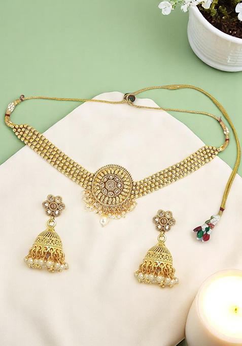 Gold Plated Maharashtrian Thushi Choker Set
