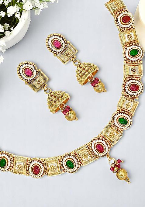 Gold Plated Meenakari Necklace Set